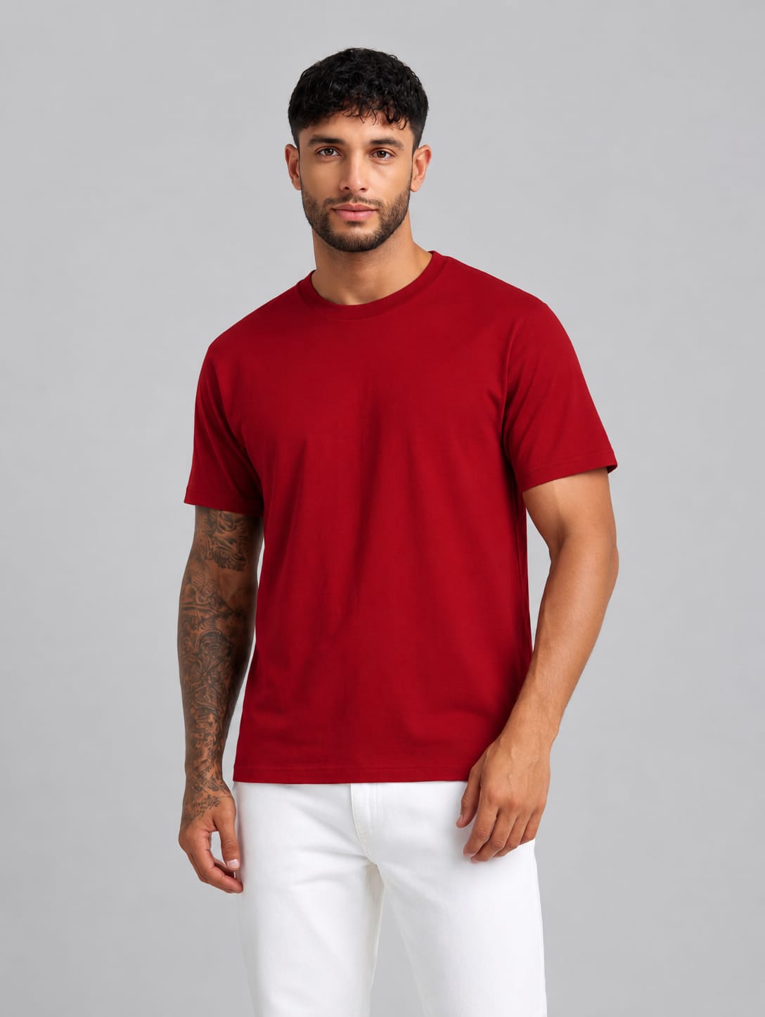 Leniswear Premium Cotton T-Shirt – Red| 180 GSM | 100% Super Combed Cotton