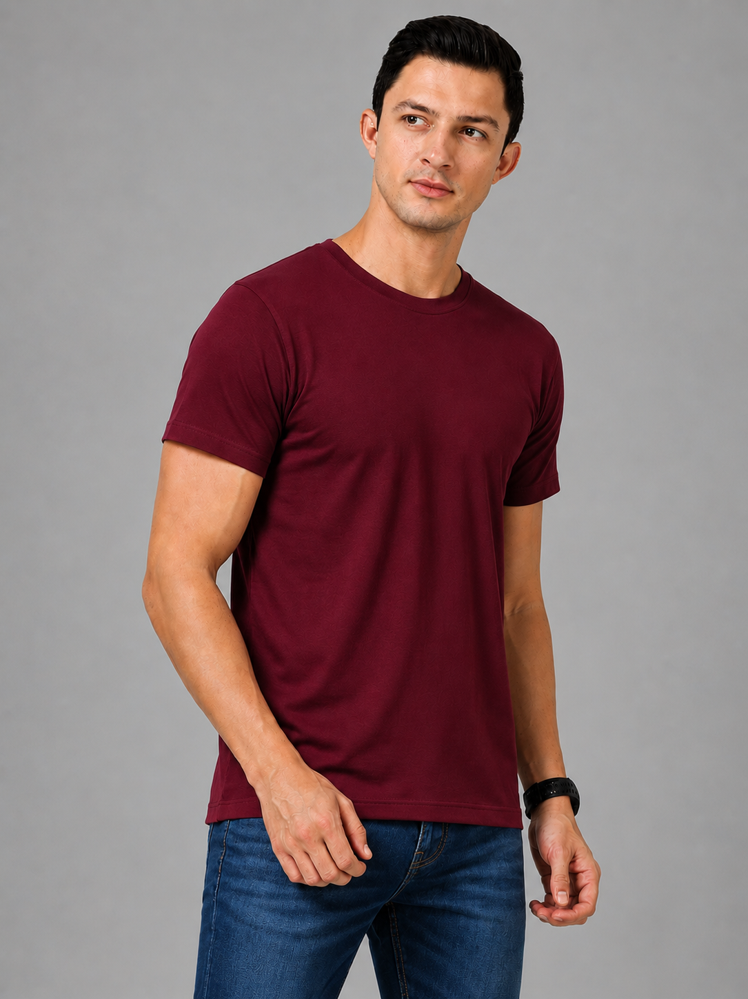 Leniswear Premium Cotton T-Shirt – Maroon| 180 GSM | 100% Super Combed Cotton