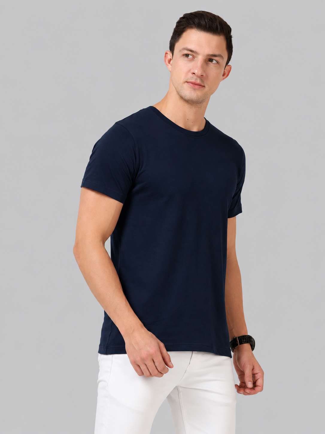 Leniswear Premium Cotton T-Shirt – Midnight Blue| 180 GSM | 100% Super Combed Cotton