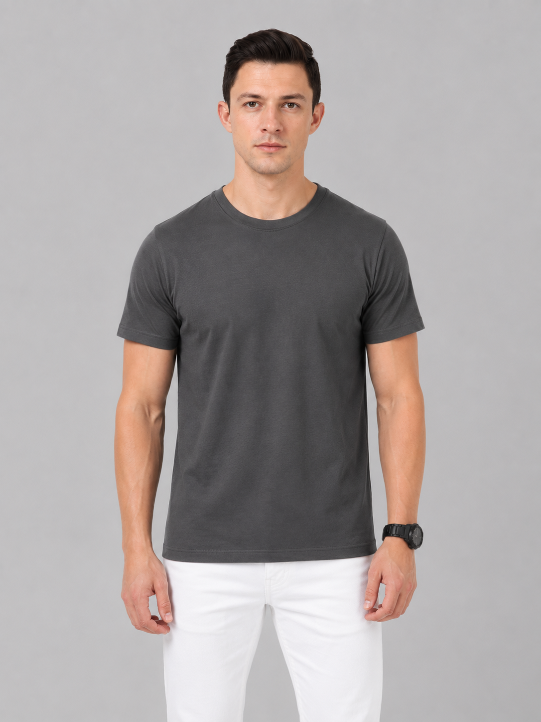 Leniswear Premium Cotton T-Shirt – Asphalt| 180 GSM | 100% Super Combed Cotton