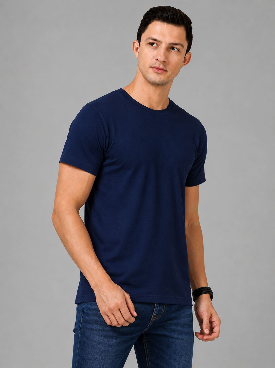 Leniswear Premium Cotton T-Shirt – Navy Blue| 180 GSM | 100% Super Combed Cotton