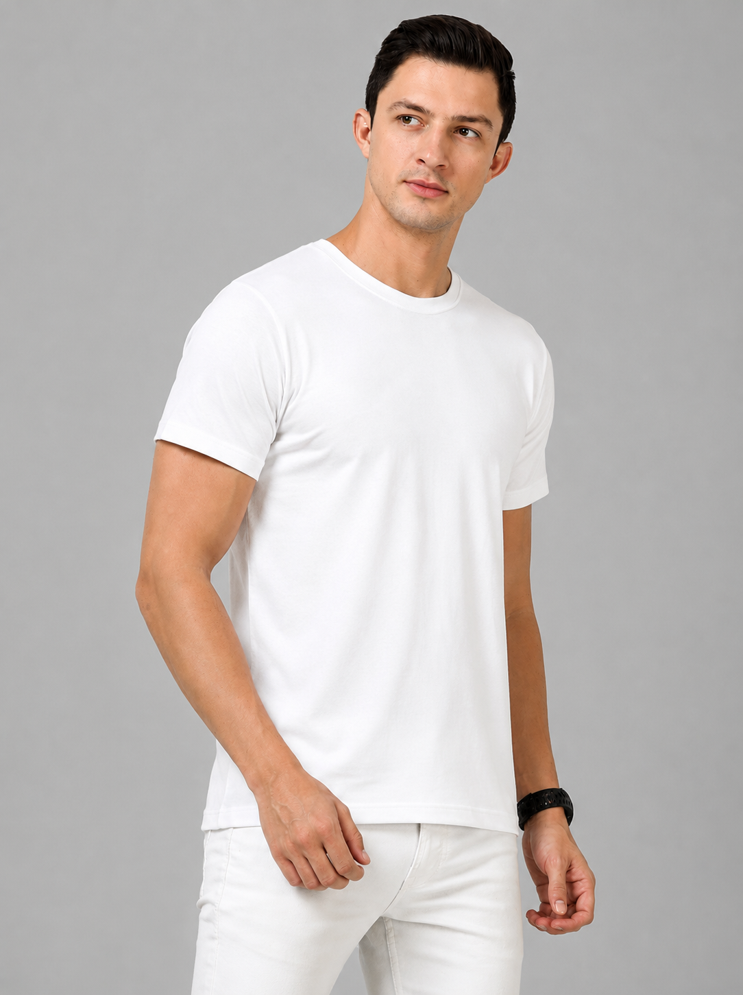 Leniswear Premium Cotton T-Shirt – White| 180 GSM | 100% Super Combed Cotton