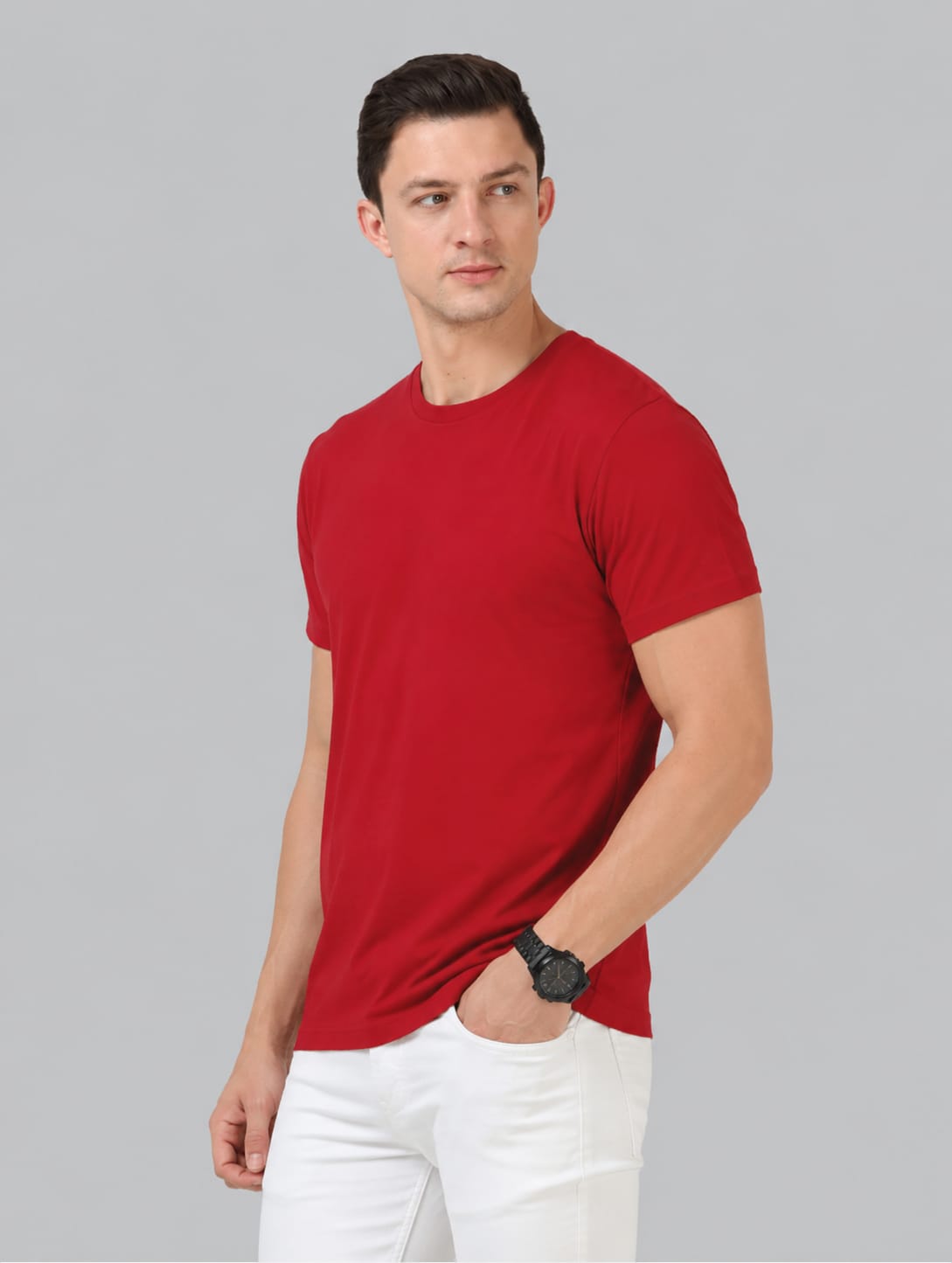 Leniswear Premium Cotton T-Shirt – Red| 180 GSM | 100% Super Combed Cotton