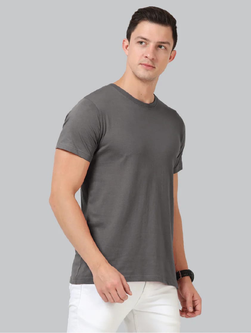 Leniswear Premium Cotton T-Shirt – Asphalt| 180 GSM | 100% Super Combed Cotton