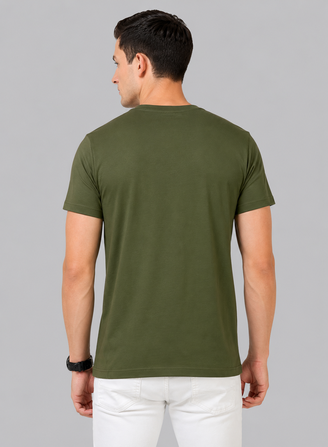 Leniswear Premium Cotton T-Shirt – Olive Green| 180 GSM | 100% Super Combed Cotton
