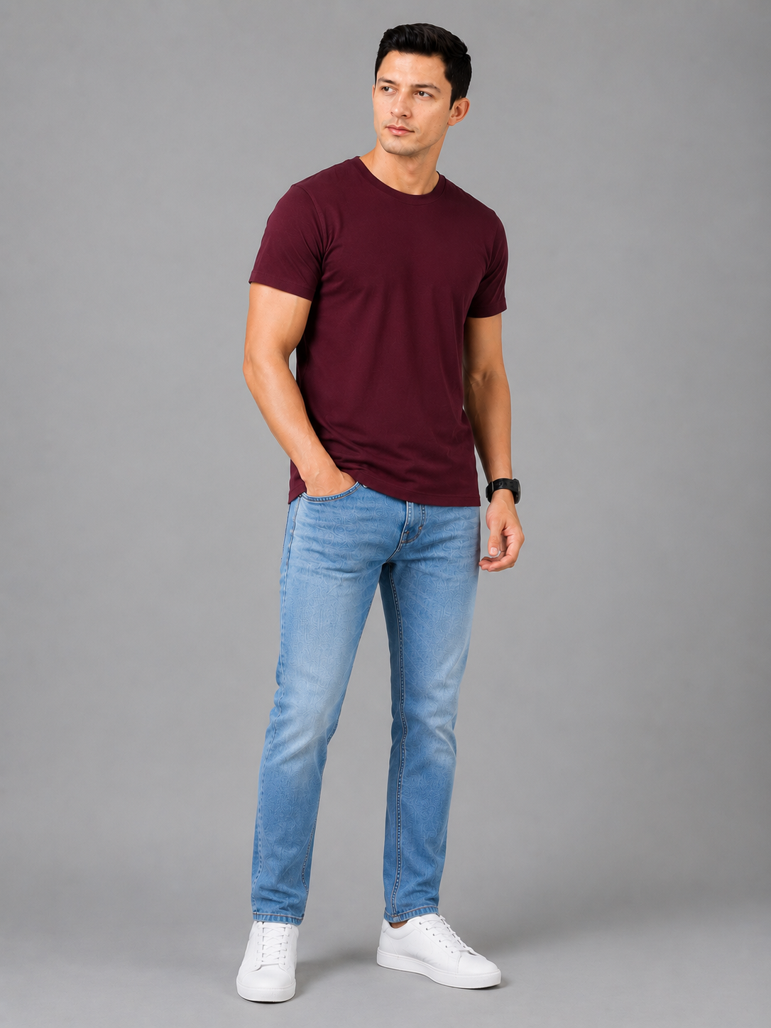Leniswear Premium Cotton T-Shirt – Maroon| 180 GSM | 100% Super Combed Cotton