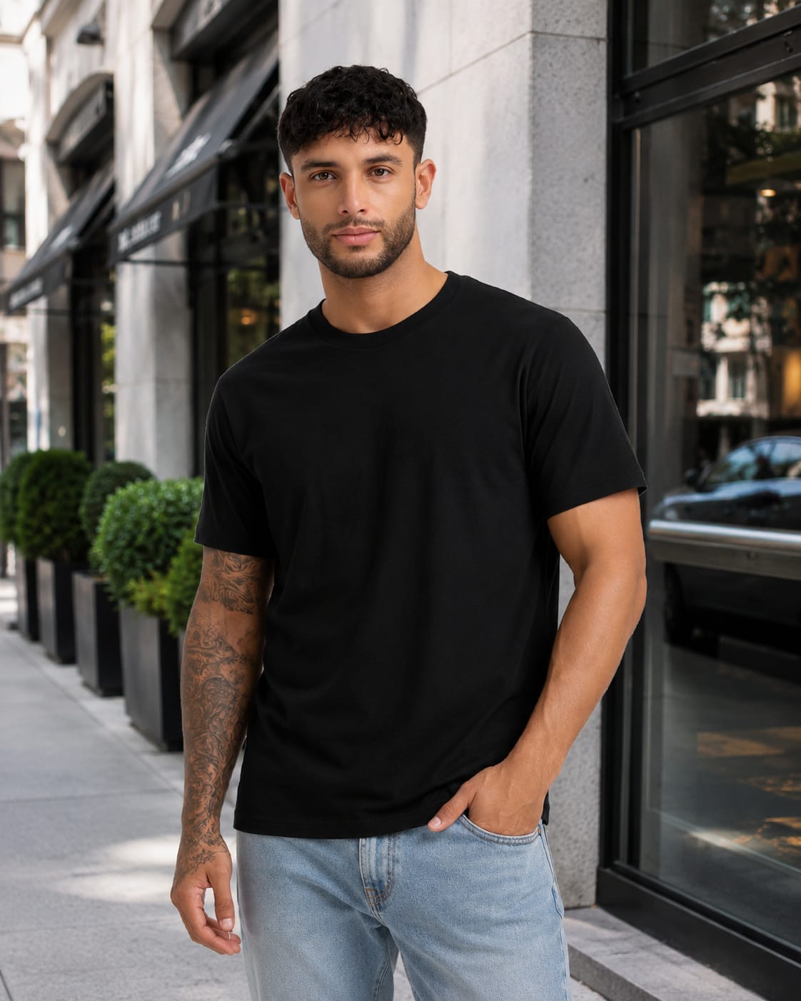 Leniswear Premium Cotton T-Shirt – Black| 180 GSM | 100% Super Combed Cotton