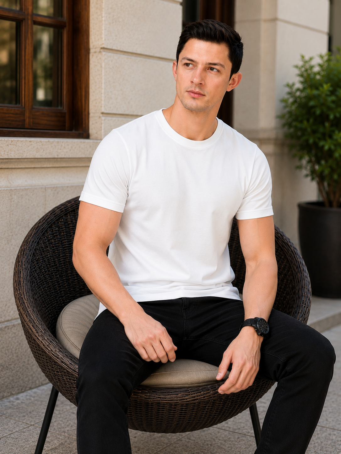 Leniswear Premium Cotton T-Shirt – White| 180 GSM | 100% Super Combed Cotton