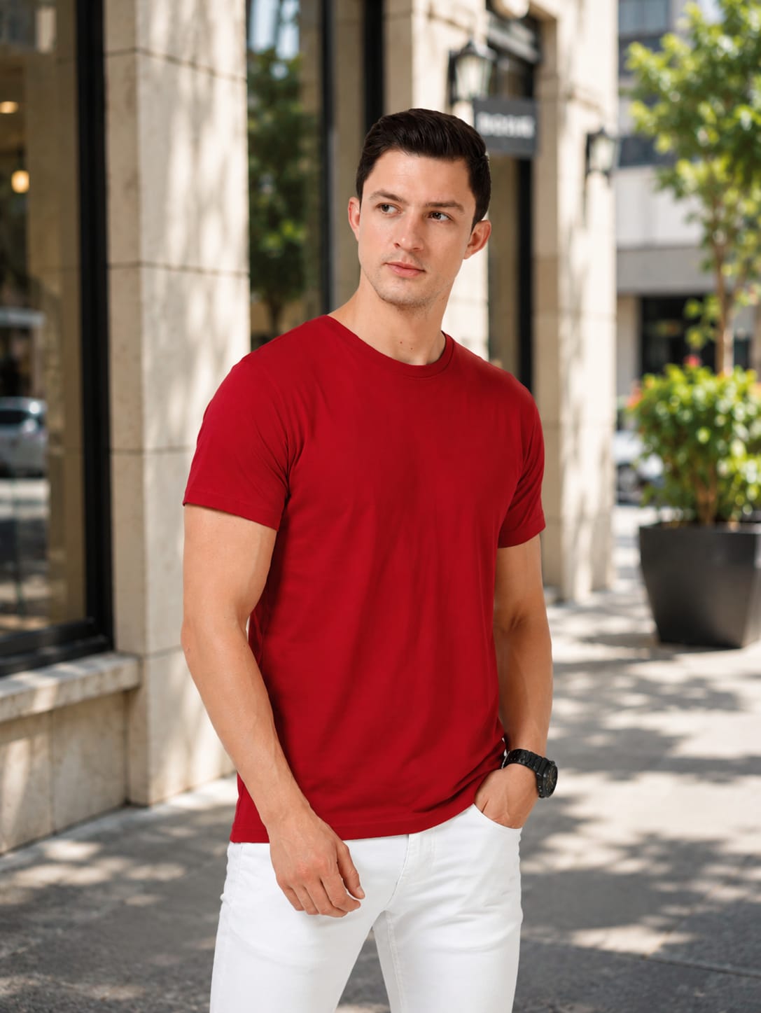 Leniswear Premium Cotton T-Shirt – Red| 180 GSM | 100% Super Combed Cotton