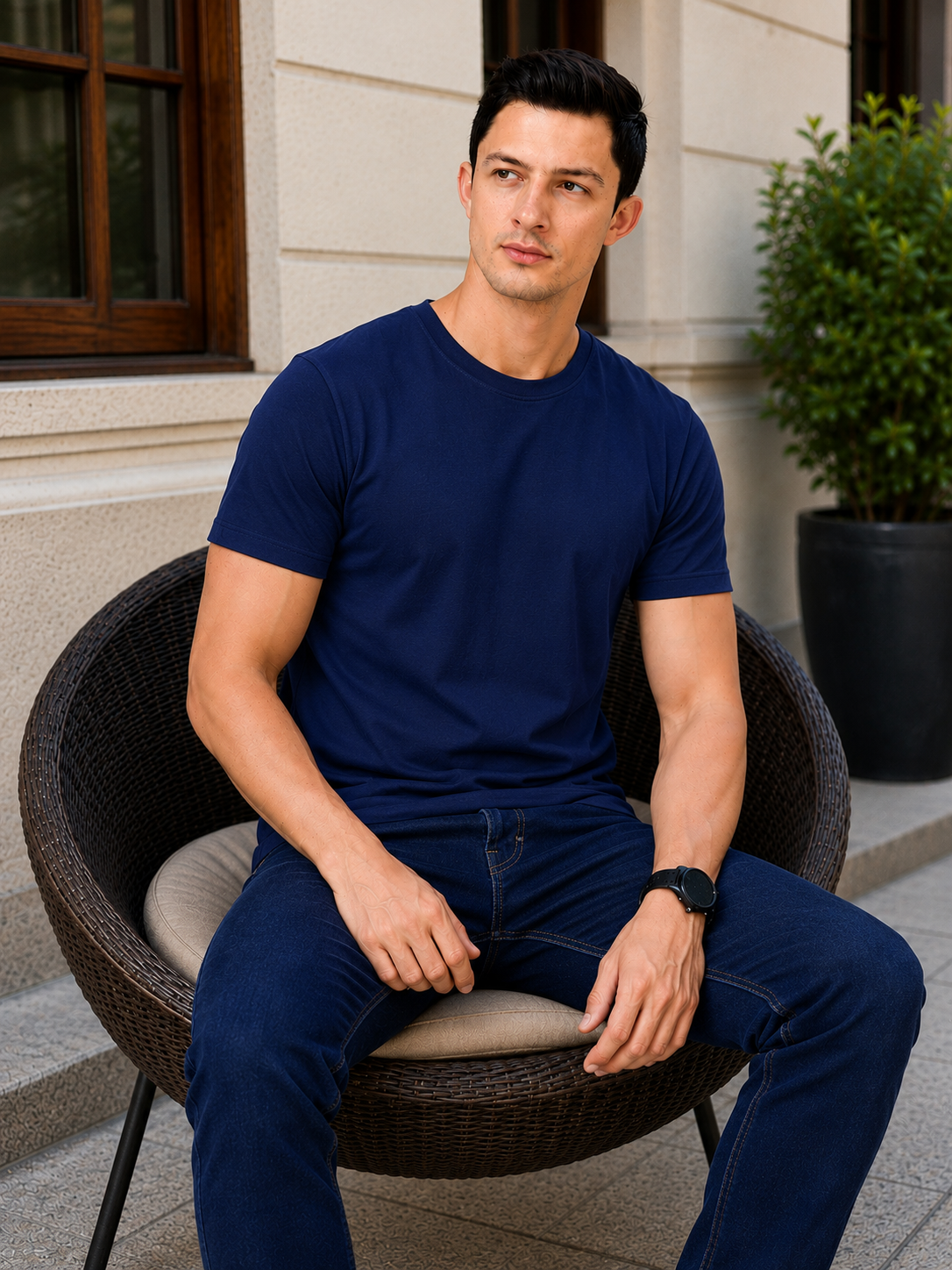 Leniswear Premium Cotton T-Shirt – Navy Blue| 180 GSM | 100% Super Combed Cotton
