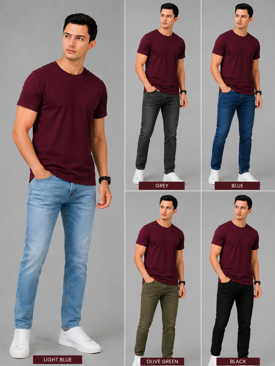 Leniswear Premium Cotton T-Shirt – Maroon| 180 GSM | 100% Super Combed Cotton