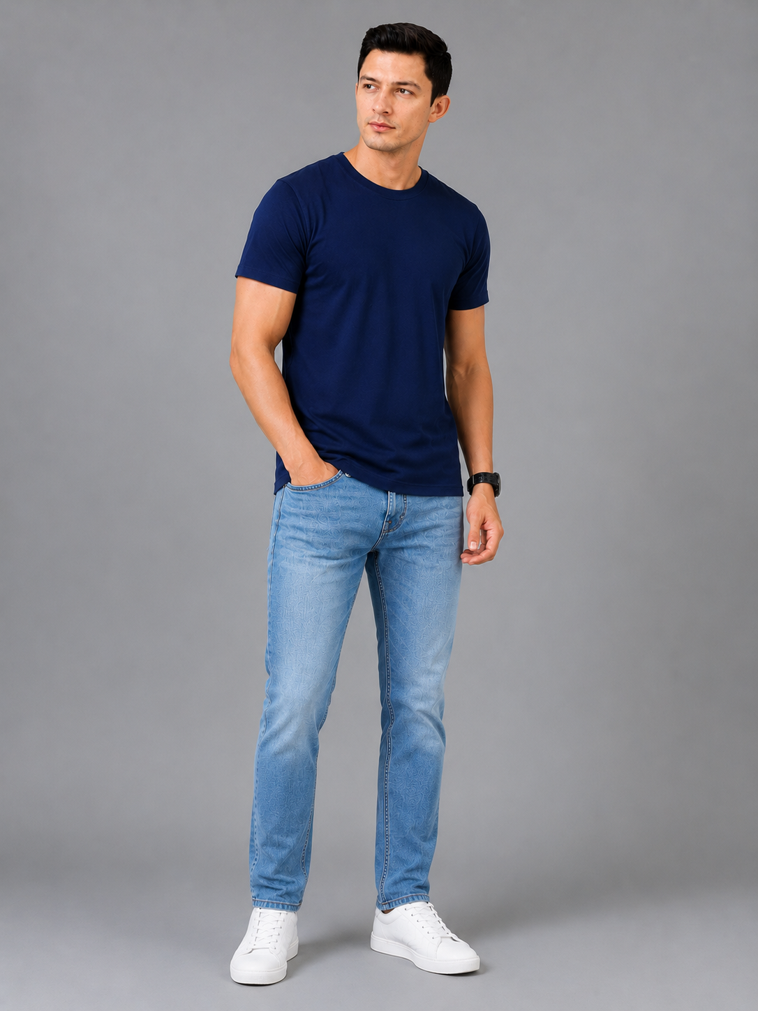 Leniswear Premium Cotton T-Shirt – Navy Blue| 180 GSM | 100% Super Combed Cotton